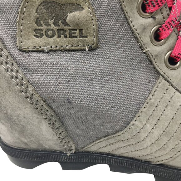 Sorel Lexie Wedge Lace Up Boots Women’s Size 8.5 Leather Canvas Quarry Gray - Picture 14 of 15